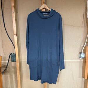 The North Face Grey Hooded Tunic Dress XL Long Sleeve Sweatshirt Pockets Workout
